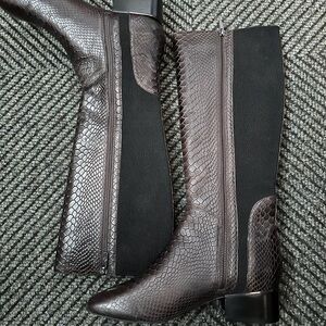 Donald J. Pliner Textured Black and Brown Heeled Boots